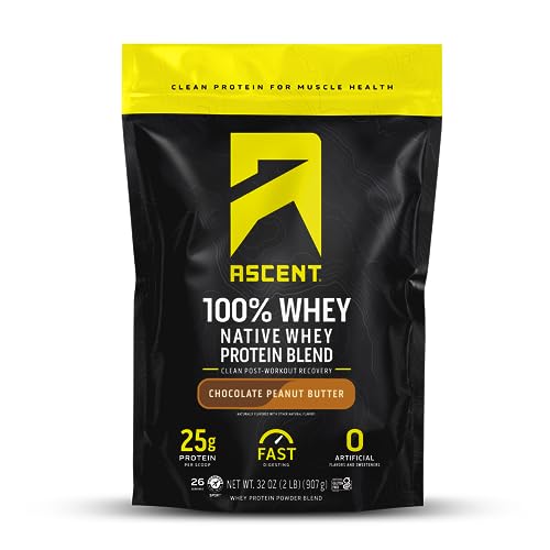 Ascent 100% Whey Protein Powder - Post Workout Whey Protein Isolate, Zero Artificial - Maple Wellness Supplements