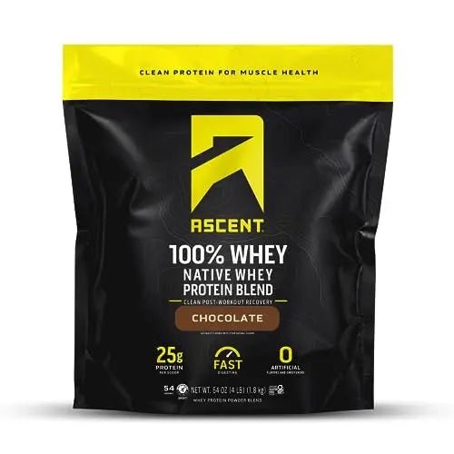 Ascent 100% Whey Protein Powder - Post Workout Whey Protein Isolate, Zero Artificial Flavors & Sweeteners - Maple Wellness Supplements