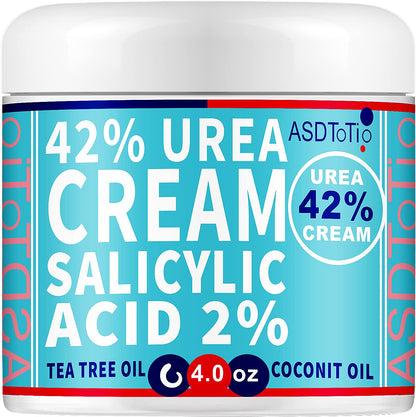 ASDToTio Urea Cream 42% - Premium Urea Foot Cream - With 2% Salicylic Acid, Tea Tree Oil, Shea Butter, Aloe Vera - For Feet, Hands, Heels, Elbows, Knees and More - 4 oz - Maple Wellness Supplements