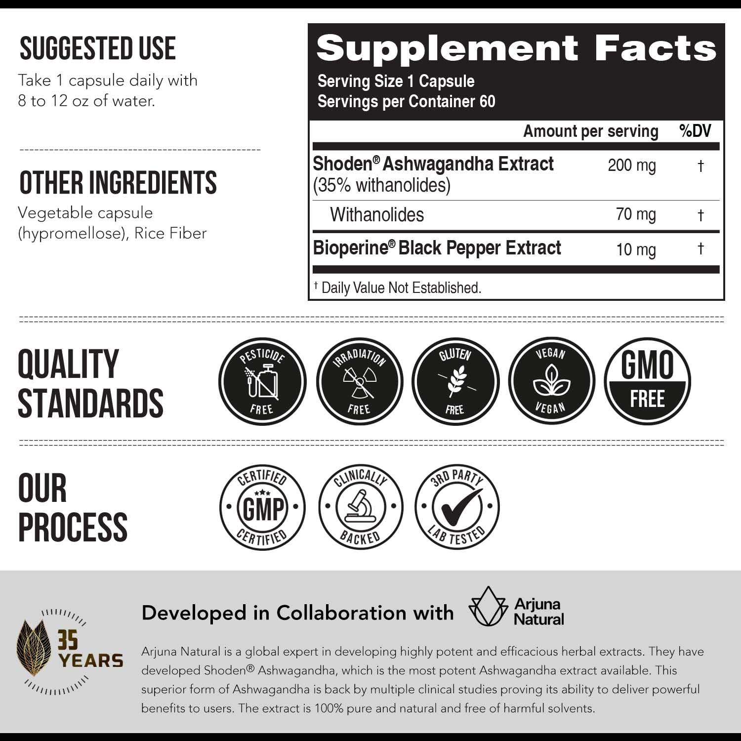 Ashwa-70®: Ashwagandha Extract - 35% Withanolides | Max Strength, Highest Withanolide Concentration - Mood & Performance - Enhanced Absorption with BioPerine® Black Pepper (60 Capsules) - Maple Wellness Supplements