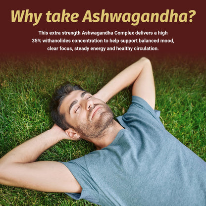 Ashwagandha Complex Adrenal Support Supplement for Stress Relief, Cortisol Balance, Energy & Focus, Mood Support, 35% Withanolides, 60 Vegan Capsules - Maple Wellness Supplements