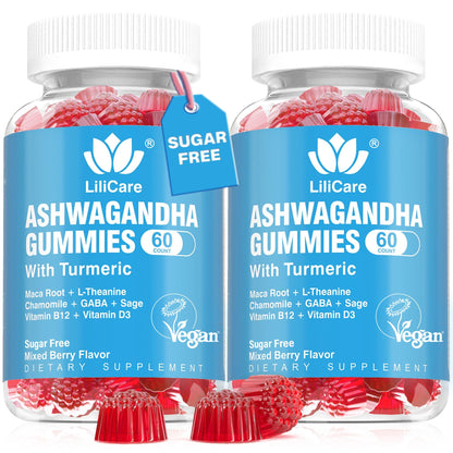 Ashwagandha Gummies 2000mg for Women Men - Sugar Free, Vegan - Organic Ashwagandha Root Extract Supplements Gummy & Vitamin D3 - Maple Wellness Supplements