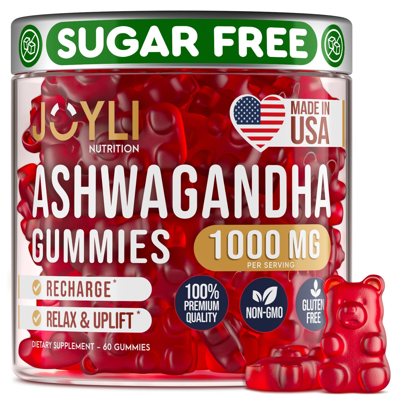 Ashwagandha Gummies for Women & Men - Natural Calm Gummies with Ashwagandha Root Extract Vitamin C Zinc - Ashwagandha Herbal Supplement for Sleep Stress Balance - 60 Vegan Sugar Free Chews - Maple Wellness Supplements