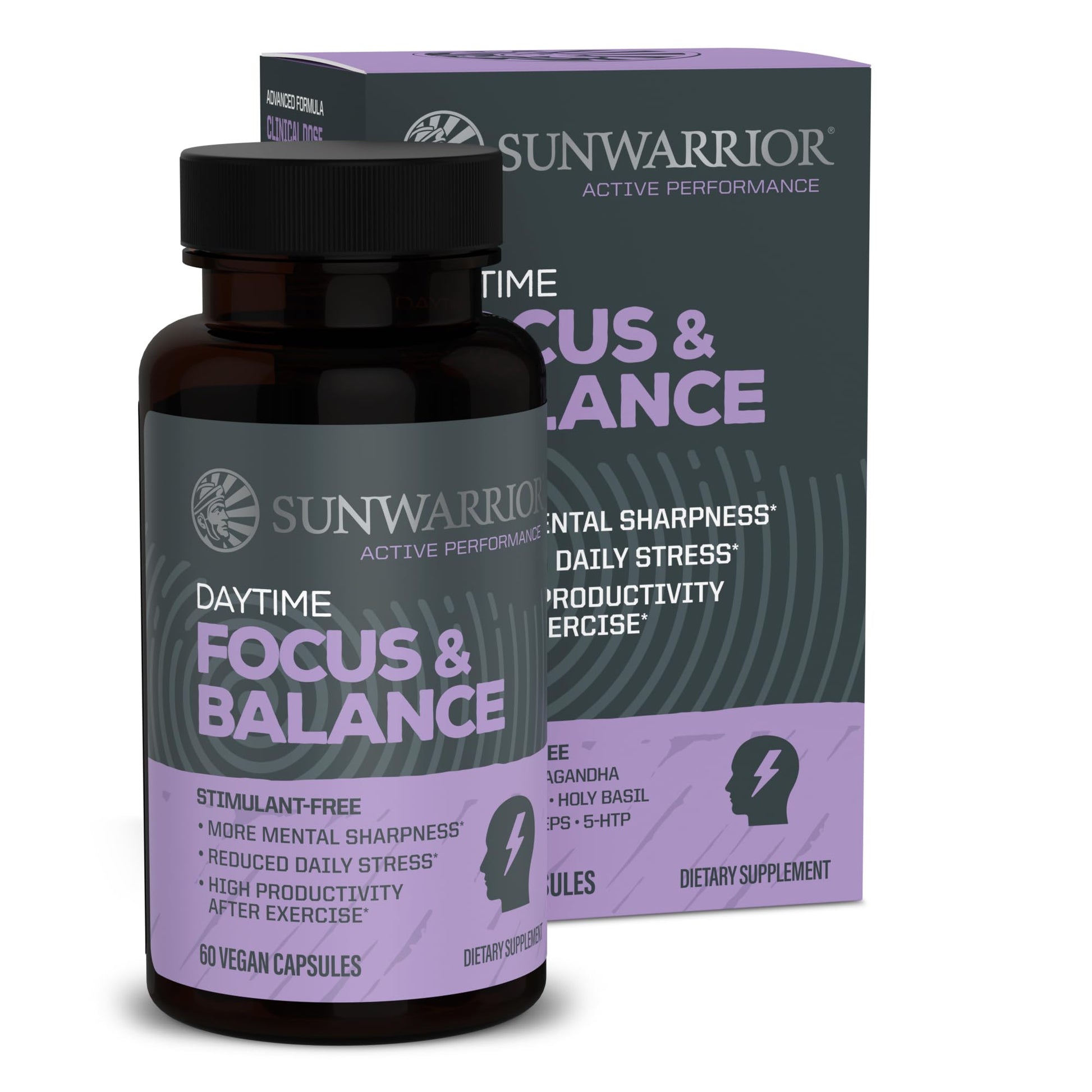 Ashwagandha, Rhodiola, Reishi & 5-HTP for Stress-Free Focus Active Focus & Balance Capsules Caffeine-Free Nootropic for Calm Energy & Mental Clarity, Mood & Immune Support 60 Vegan Capsules - Maple Wellness Supplements