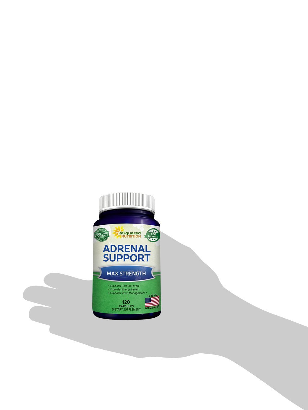 aSquared Nutrition Adrenal Support & Cortisol Manager Supplement (120 Capsules)-Adrenal Health w/Vitamin C Complex Pills to Support Fatigue & Stress Relief-Ashwagandha, L-Tyrosine, Rhodiola & Ginseng - Maple Wellness Supplements
