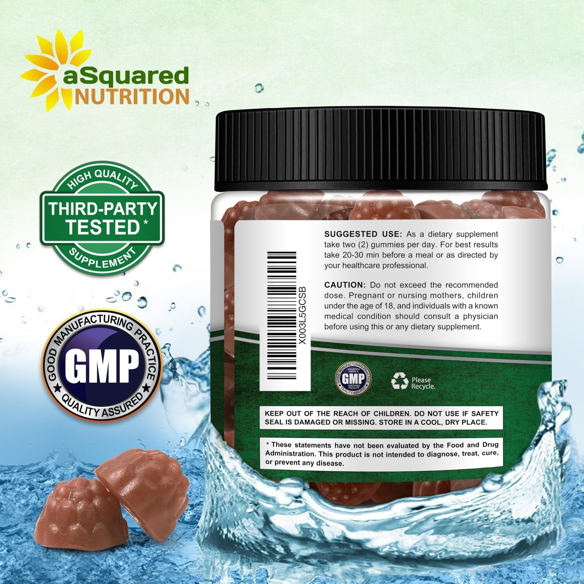 aSquared Nutrition Citrus Bergamot Gummies - Citrus Bergamot Extract Supplement 500mg Per Serving - Pure Gummy Alternative to Capsules & Pills - Maple Wellness Supplements