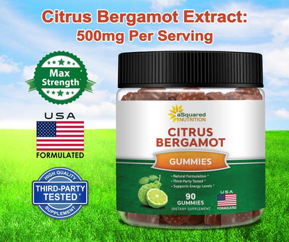 aSquared Nutrition Citrus Bergamot Gummies - Citrus Bergamot Extract Supplement 500mg Per Serving - Pure Gummy Alternative to Capsules & Pills - Maple Wellness Supplements