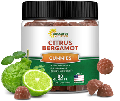 aSquared Nutrition Citrus Bergamot Gummies - Citrus Bergamot Extract Supplement 500mg Per Serving - Pure Gummy Alternative to Capsules & Pills - Maple Wellness Supplements