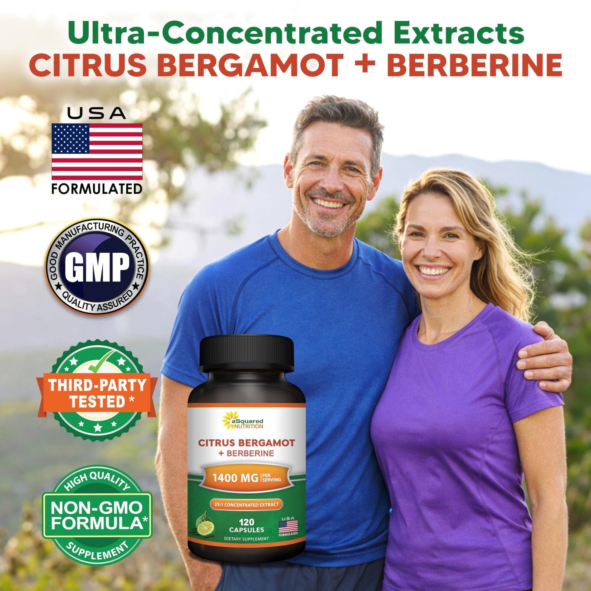 aSquared Nutrition Citrus Bergamot with Berberine Supplement - 1400mg Per Serving Max Strength Complex - 120 Capsules - Supports Cardiovascular Health - Maple Wellness Supplements