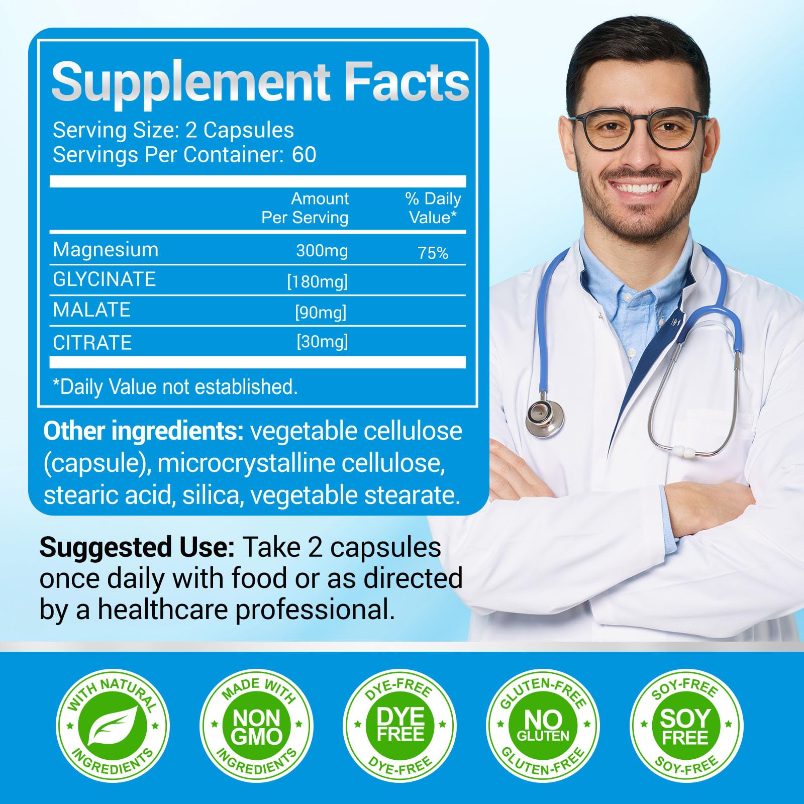 ASSR Triple Magnesium Complex – 300mg Magnesium Supplement with Glycinate, Malate & Citrate – Supports Relaxation, Muscle & Nerve Function - Maple Wellness Supplements