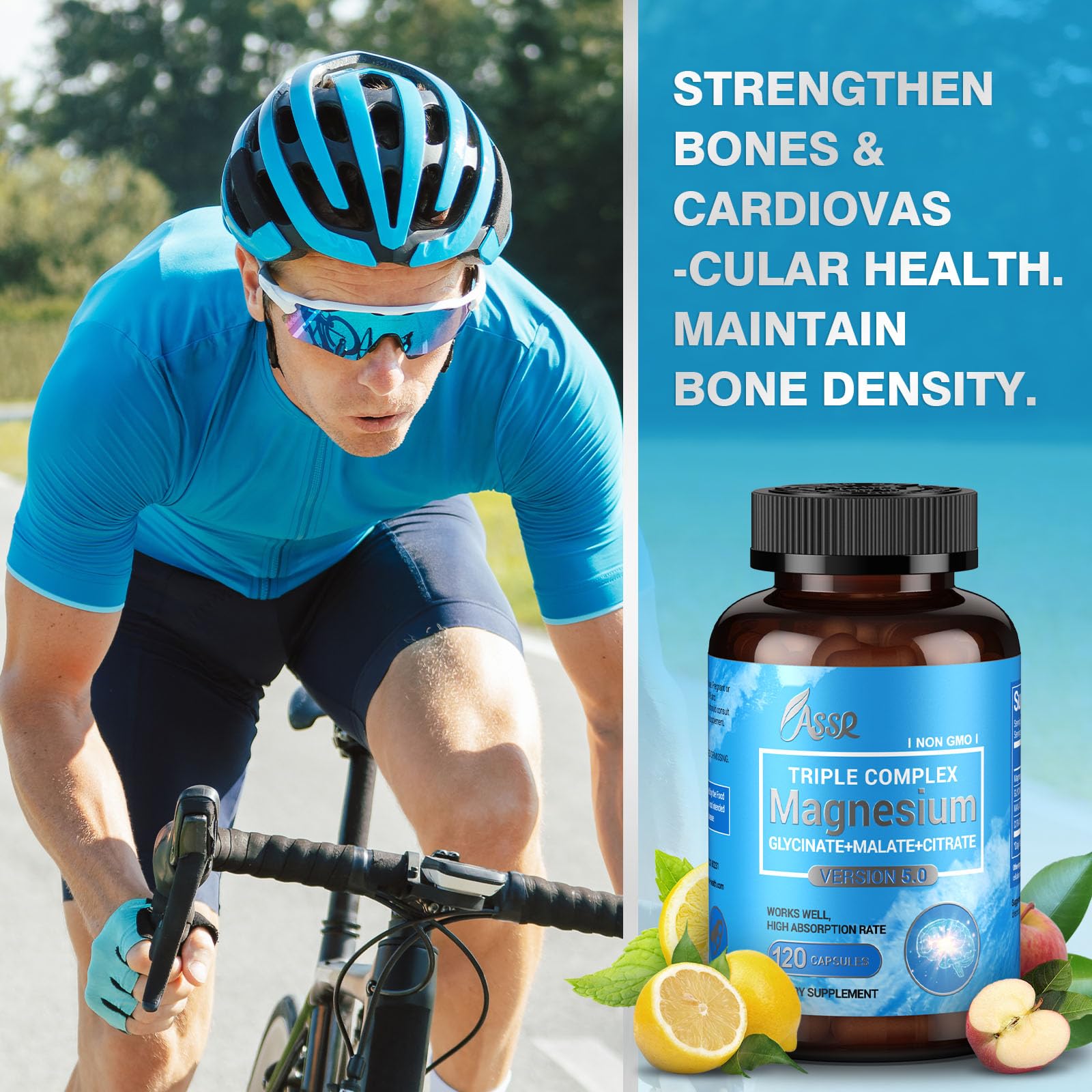 ASSR Triple Magnesium Complex – 300mg Magnesium Supplement with Glycinate, Malate & Citrate – Supports Relaxation, Muscle & Nerve Function - Maple Wellness Supplements