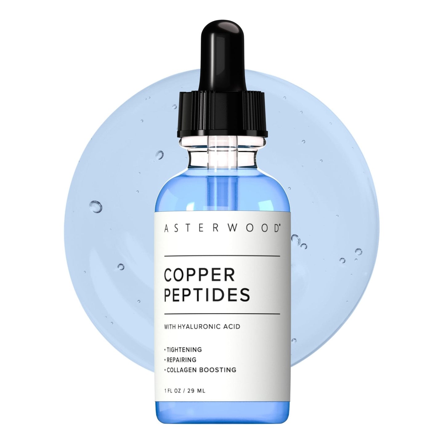 Asterwood Copper Peptides Serum for Face - with GHK-Cu Peptide and Hyaluronic Acid - Anti-Aging Facial Serum - 1 Fl Oz - Maple Wellness Supplements