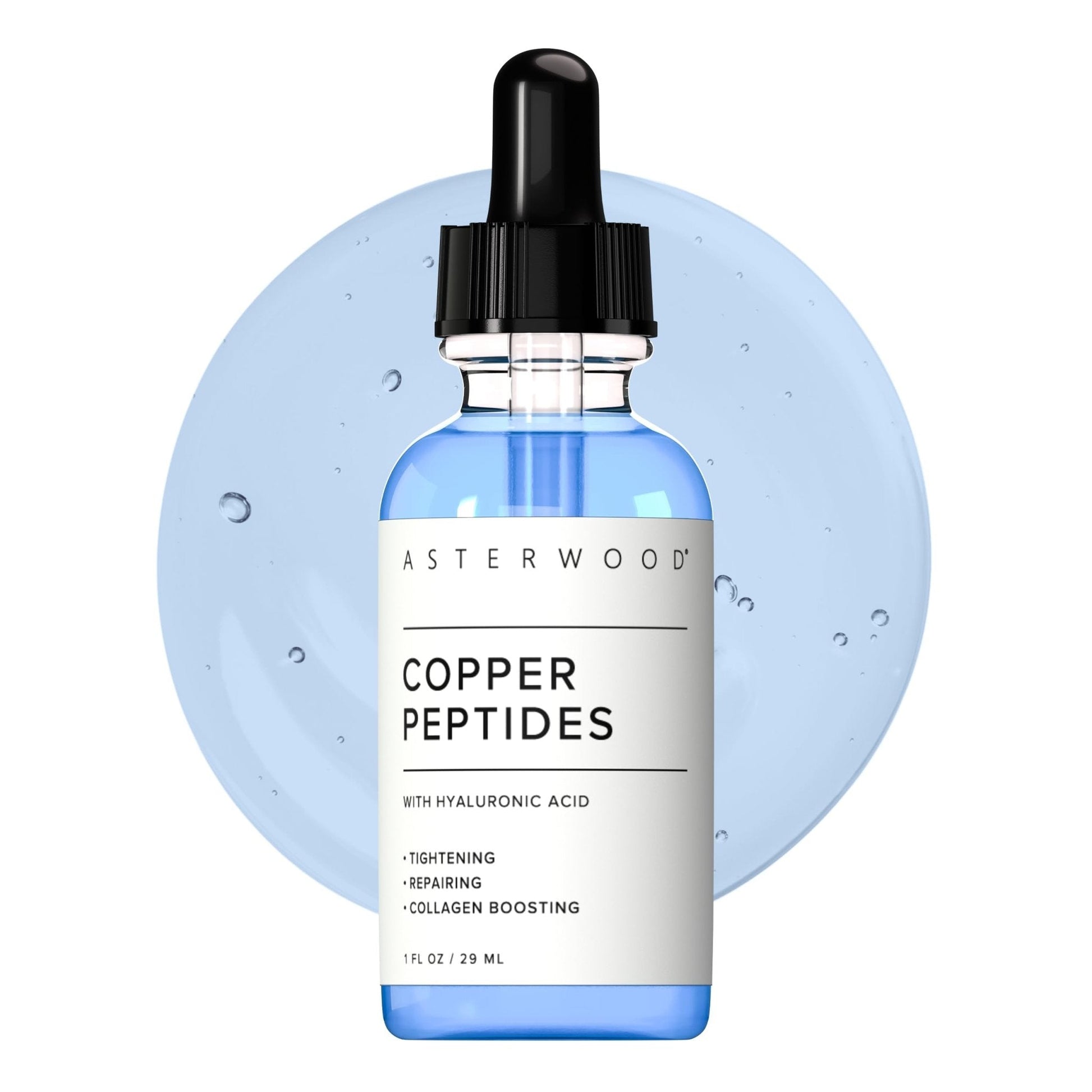 Asterwood Copper Peptides Serum for Face - with GHK-Cu Peptide and Hyaluronic Acid - Anti-Aging Facial Serum - 1 Fl Oz - Maple Wellness Supplements