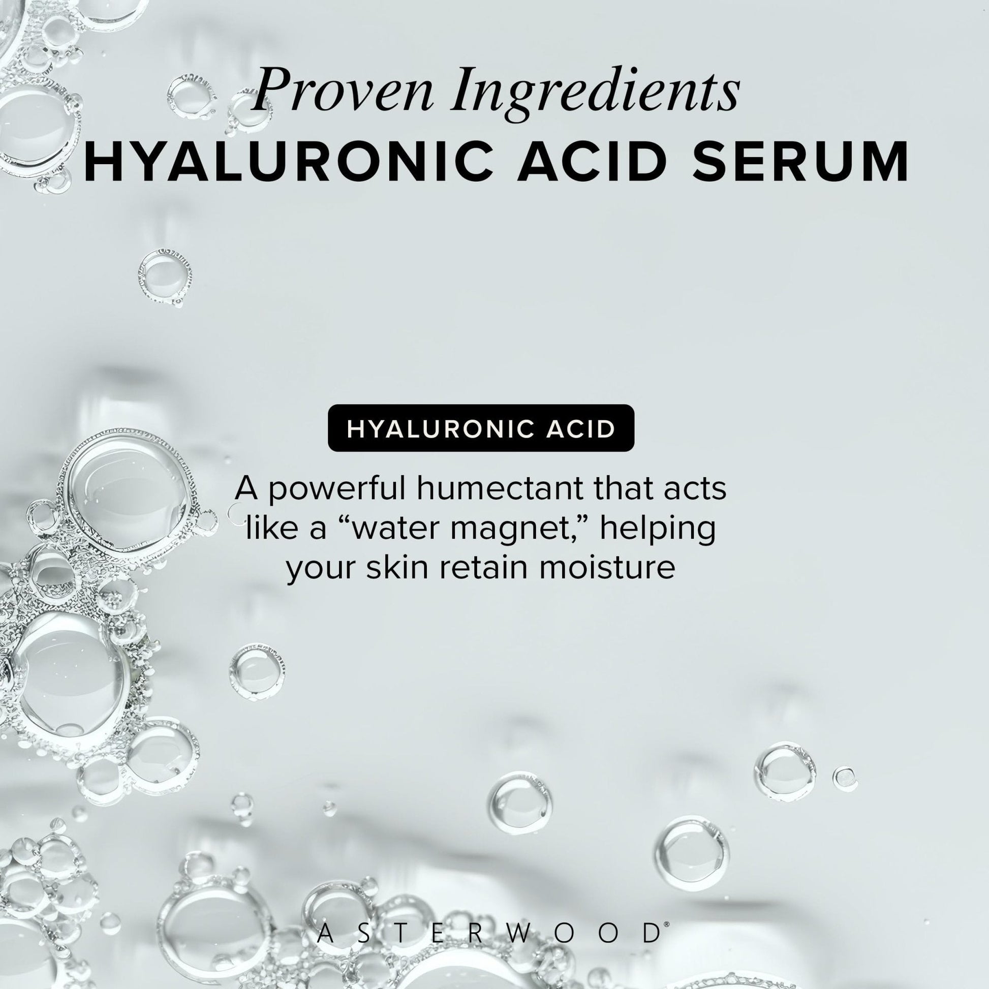 Asterwood Hyaluronic Acid Serum for Face - Plumping, Anti-Aging, Hydrating - Fragrance-Free - 1 Fl Oz - Maple Wellness Supplements