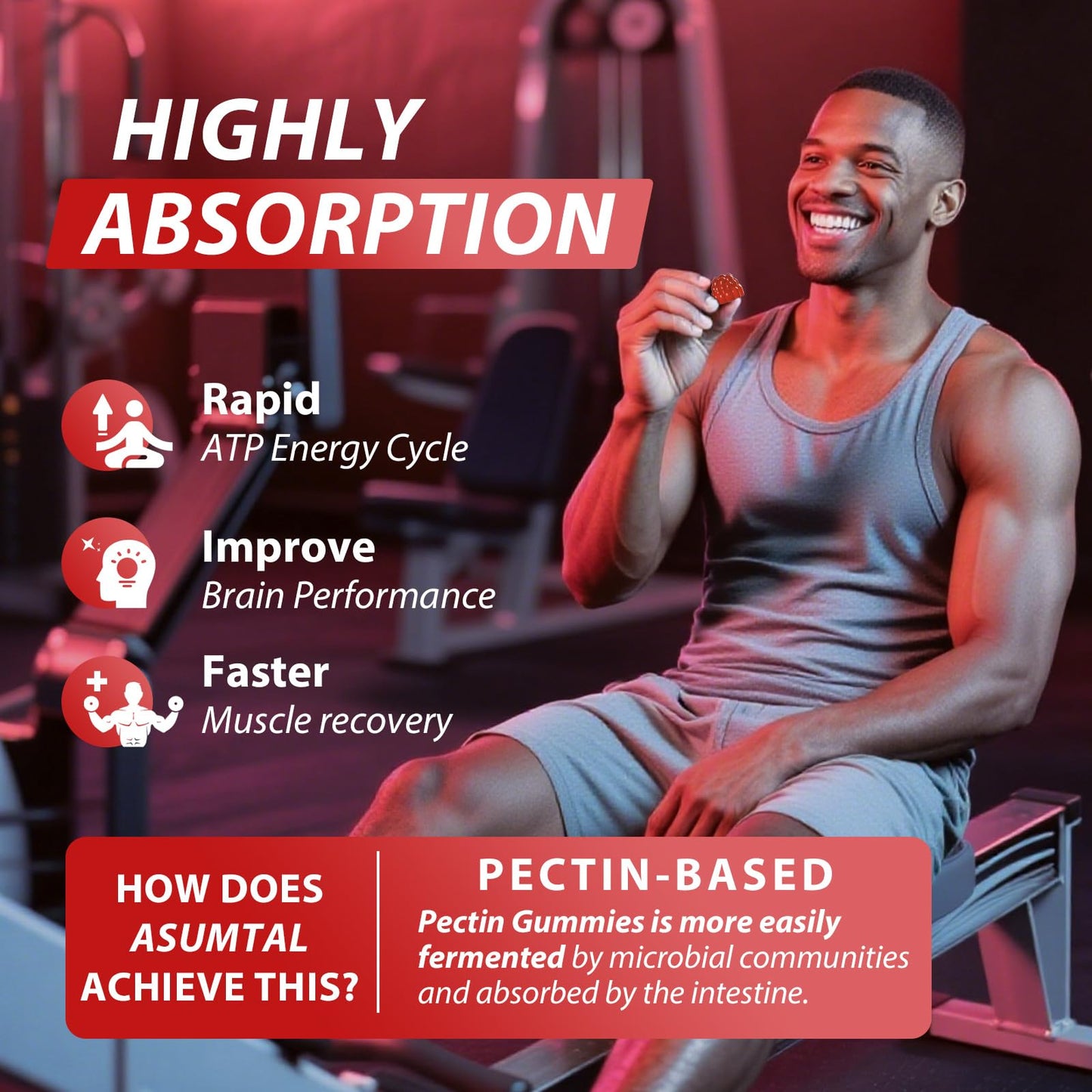 Asumtal Creatine Monohydrate Gummies for Men & Women, Creatine Monohydrate Supplement for Muscle Growth, Strength & Energy Support - Maple Wellness Supplements