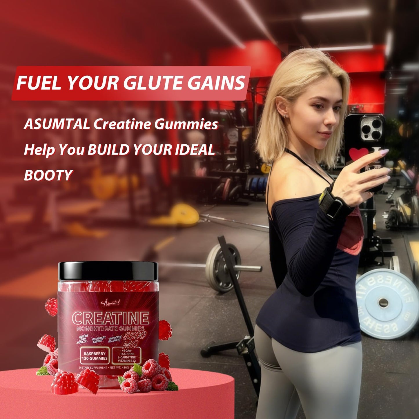 Asumtal Creatine Monohydrate Gummies for Men & Women, Creatine Monohydrate Supplement for Muscle Growth, Strength & Energy Support - Maple Wellness Supplements