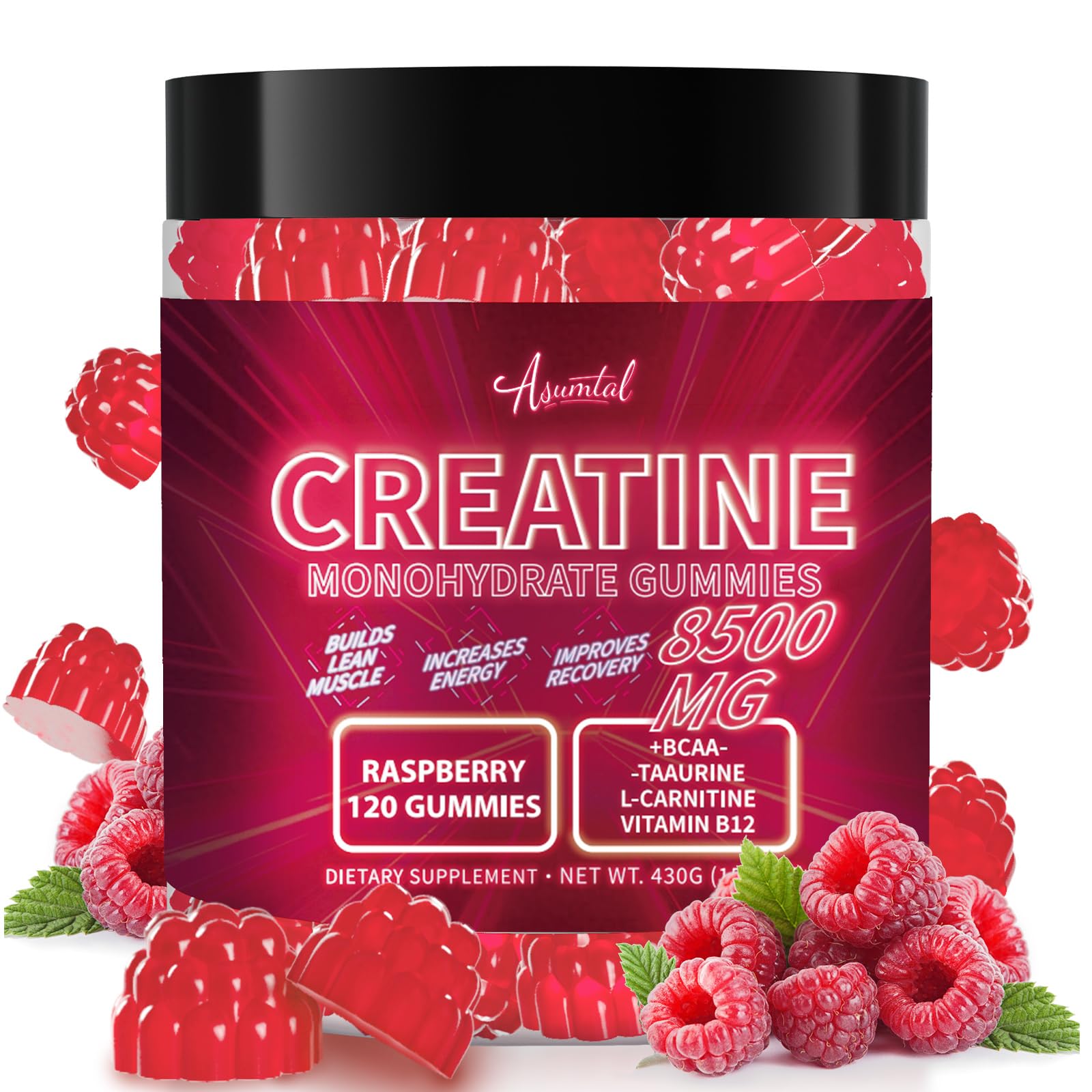 Asumtal Creatine Monohydrate Gummies for Men & Women, Creatine Monohydrate Supplement for Muscle Growth, Strength & Energy Support - Maple Wellness Supplements