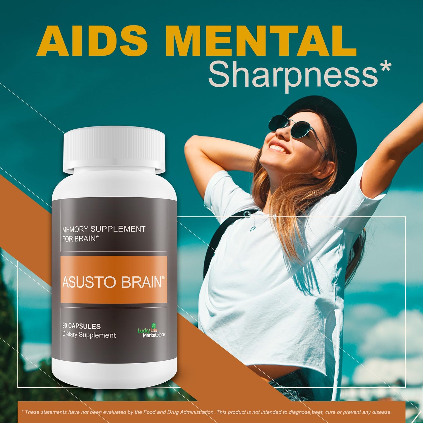 Asusto Memory Supplement for Brain - Improved Capsule Formula - Natural Brain, Memory, & Focus Support - Brain Support - Brain Supplement - Nootropic - Natural Asusto Sandalwood Improved Formula - Maple Wellness Supplements