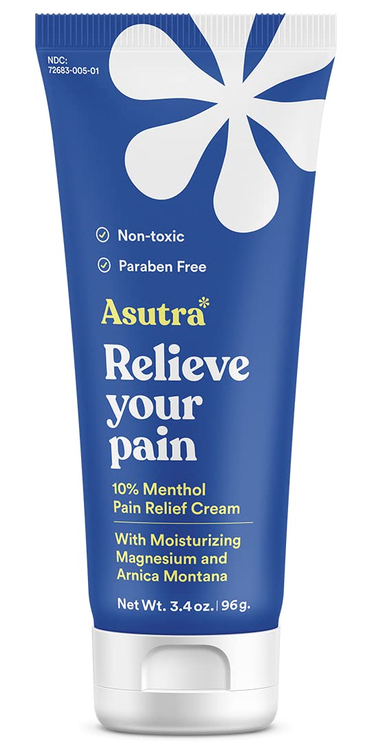 ASUTRA Muscle Pain Relief Cream, Cooling Menthol with Moisturizing Magnesium and Arnica Montana Oil, 3.4 oz - Maple Wellness Supplements