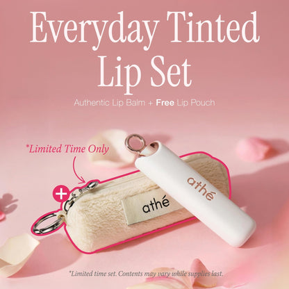 athé Everyday Tinted Lip Set – Tinted Lip Balm Stick with Madecassoside, Ceramide & Squalane, Includes Lip Pouch | Hydrating, Non-Sticky, Vegan K-Beauty Lip Care - Maple Wellness Supplements
