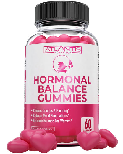 Atlantis Nutrition Hormonal Balance for Women & PMS Relief Gummies - Alleviates Cramps, Bloating, Mood Swings, Hot Flashes & Night Sweats - Cranberry, Dong Quai & Chasteberry Menstrual Cramp Relief - Maple Wellness Supplements