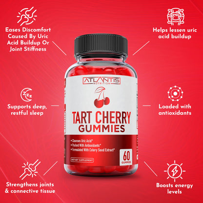 Atlantis Nutrition Tart Cherry Gummies with Celery Seed Extract - Advanced Uric Acid Cleanse for Immediate Relief | Joint Relief & Recovery - Maple Wellness Supplements