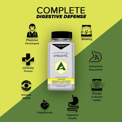 Atrantil 90 Capsules-Antioxidant Packed Polyphenol for Bloating and Gas Relief, Abdominal Discomfort, Constipation, Diarrhea, Postbiotic, Change in Bowel Habits and Everyday Digestive Health. - Maple Wellness Supplements