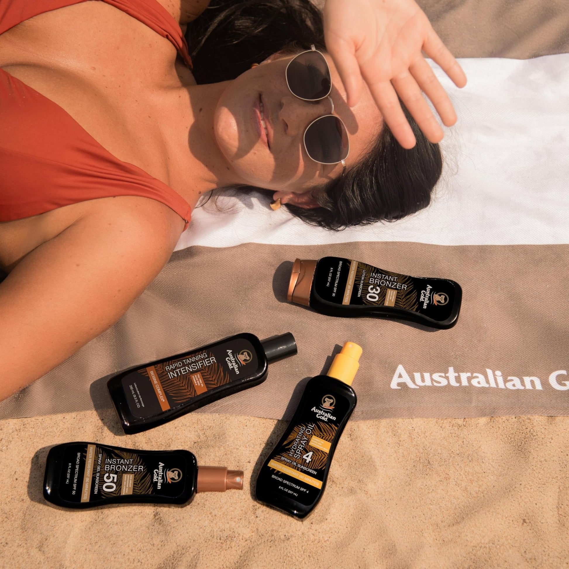 Australian Gold Spray Gel Sunscreen with Instant Bronzer SPF 50, 8 Ounce | Moisturize & Hydrate Skin - Maple Wellness Supplements