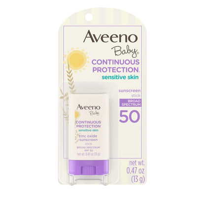 Aveeno Baby Continuous Protection Mineral Sunscreen Stick for Sensitive Skin with Broad Spectrum SPF 50 Protection for Face & Body - Maple Wellness Supplements