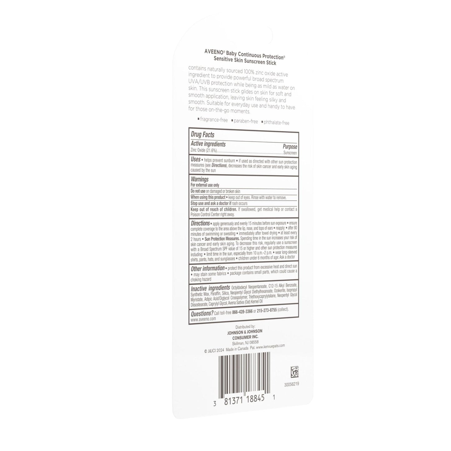 Aveeno Baby Continuous Protection Mineral Sunscreen Stick for Sensitive Skin with Broad Spectrum SPF 50 Protection for Face & Body - Maple Wellness Supplements