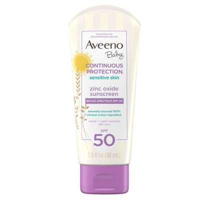 Aveeno Baby Continuous Protection Zinc Oxide Mineral Sunscreen Lotion for Sensitive Skin - Maple Wellness Supplements