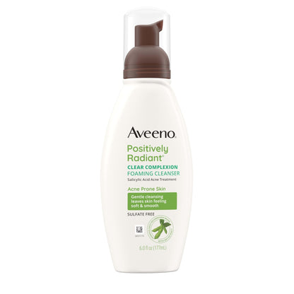 Aveeno Clear Complexion Foaming Oil-Free Facial Cleanser with Soy Extract & 0.5% Salicylic Acid, Acne Treatment Face - Maple Wellness Supplements