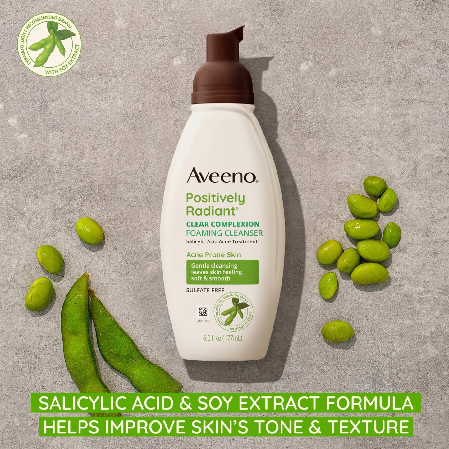 Aveeno Clear Complexion Foaming Oil-Free Facial Cleanser with Soy Extract & 0.5% Salicylic Acid, Acne Treatment Face - Maple Wellness Supplements