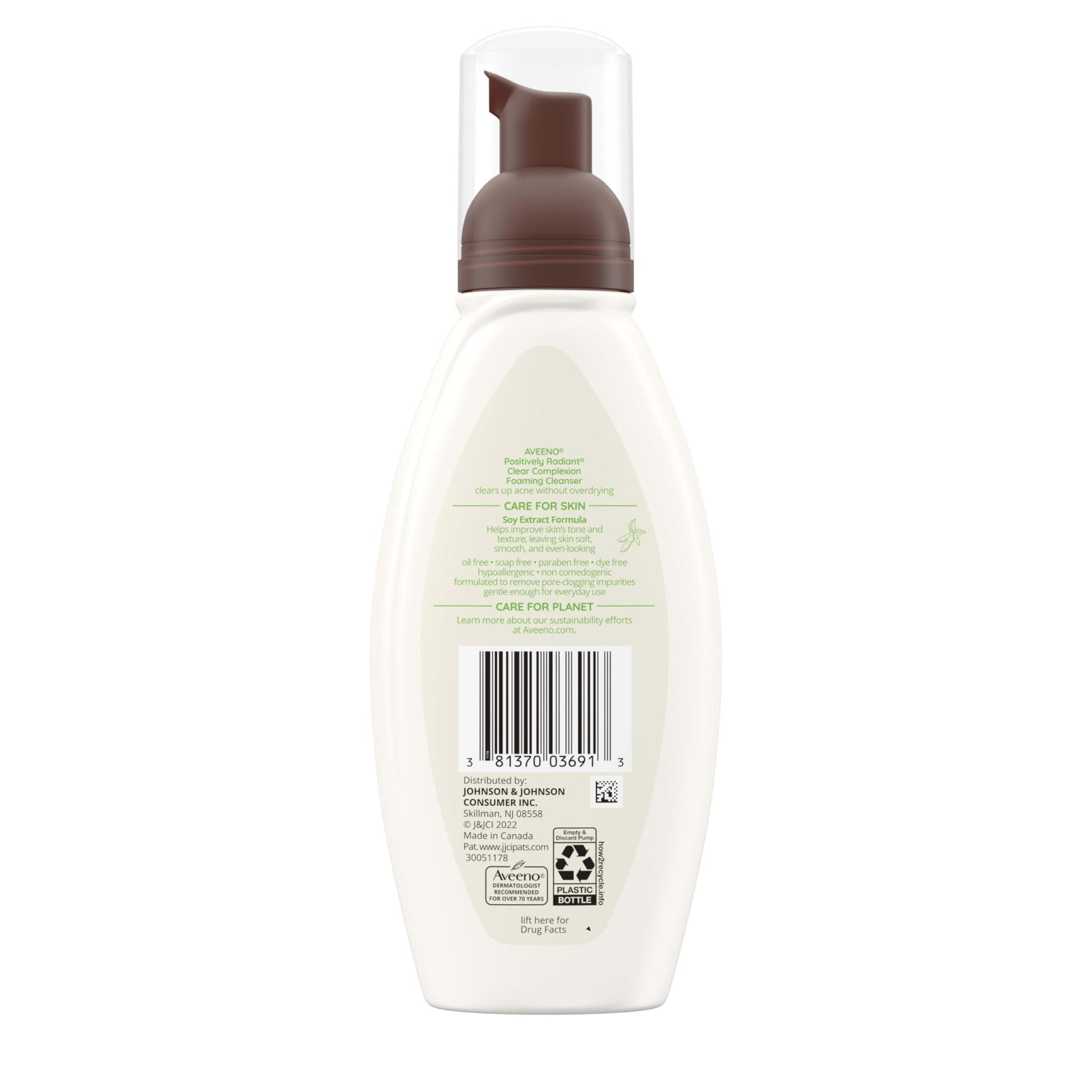 Aveeno Clear Complexion Foaming Oil-Free Facial Cleanser with Soy Extract & 0.5% Salicylic Acid, Acne Treatment Face - Maple Wellness Supplements