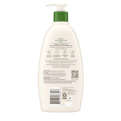 Aveeno Daily Moisturizing Body Lotion, Body Lotion for Dry Skin with Prebiotic Oat, Paraben Free, Fragrance Free - Maple Wellness Supplements