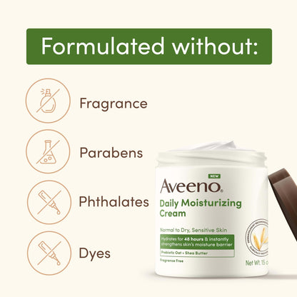 Aveeno Daily Moisturizing Cream with Prebiotic Oat & Shea Butter for Body, Face & Hands Moisturizer Cream - Maple Wellness Supplements
