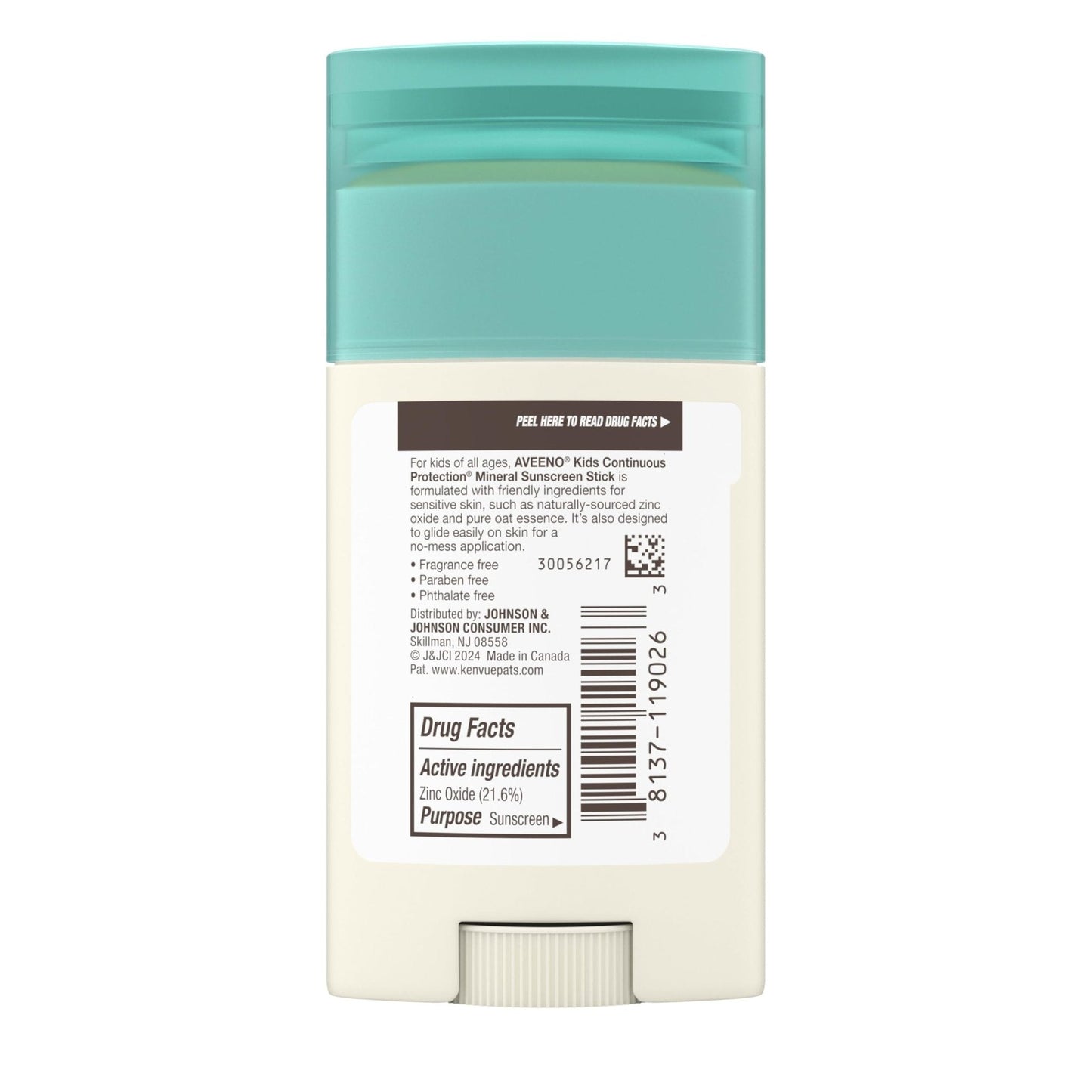 Aveeno Kids Continuous Protection Zinc Oxide Mineral Sunscreen Stick for Sensitive Skin, Face & Body Sunscreen Stick for Kids - Maple Wellness Supplements