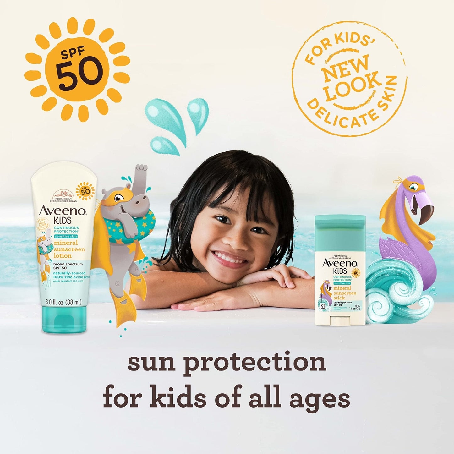 Aveeno Kids Continuous Protection Zinc Oxide Mineral Sunscreen Stick for Sensitive Skin, Face & Body Sunscreen Stick for Kids - Maple Wellness Supplements