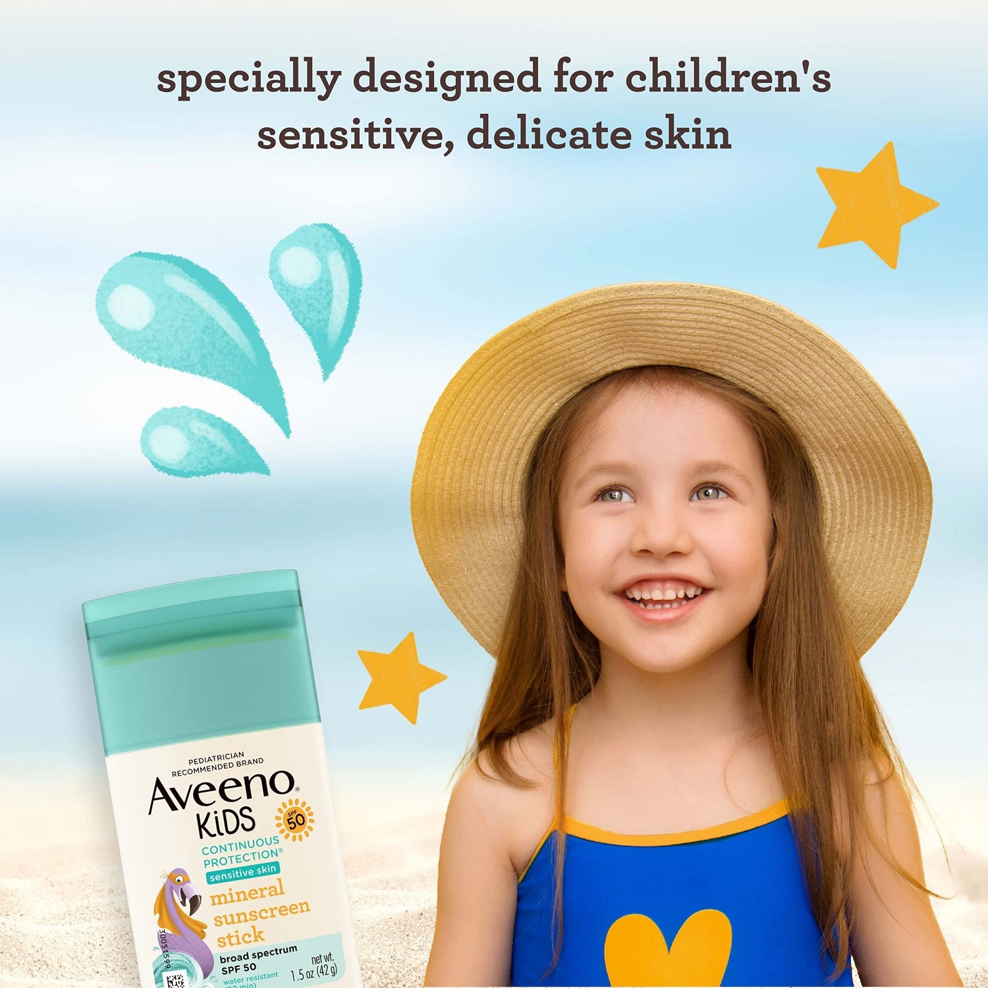 Aveeno Kids Continuous Protection Zinc Oxide Mineral Sunscreen Stick for Sensitive Skin, Face & Body Sunscreen Stick for Kids - Maple Wellness Supplements