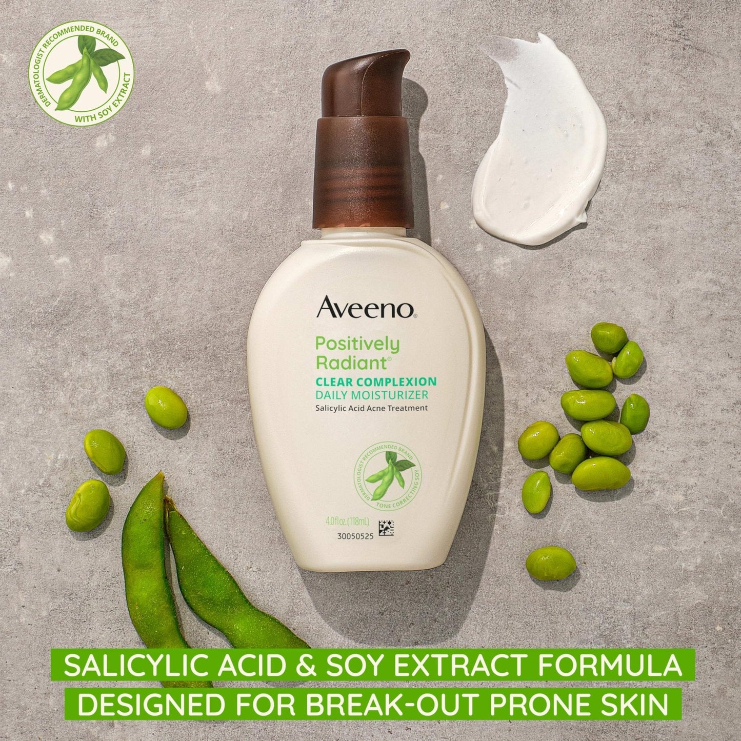 Aveeno Positively Radiant Clear Complexion Face Moisturizer, Acne Facial Moisturizer with Soy and Salicylic Acid for Oily Skin, Hypoallergenic Formula - Maple Wellness Supplements