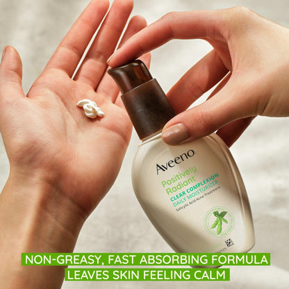 Aveeno Positively Radiant Clear Complexion Face Moisturizer, Acne Facial Moisturizer with Soy and Salicylic Acid for Oily Skin, Hypoallergenic Formula - Maple Wellness Supplements