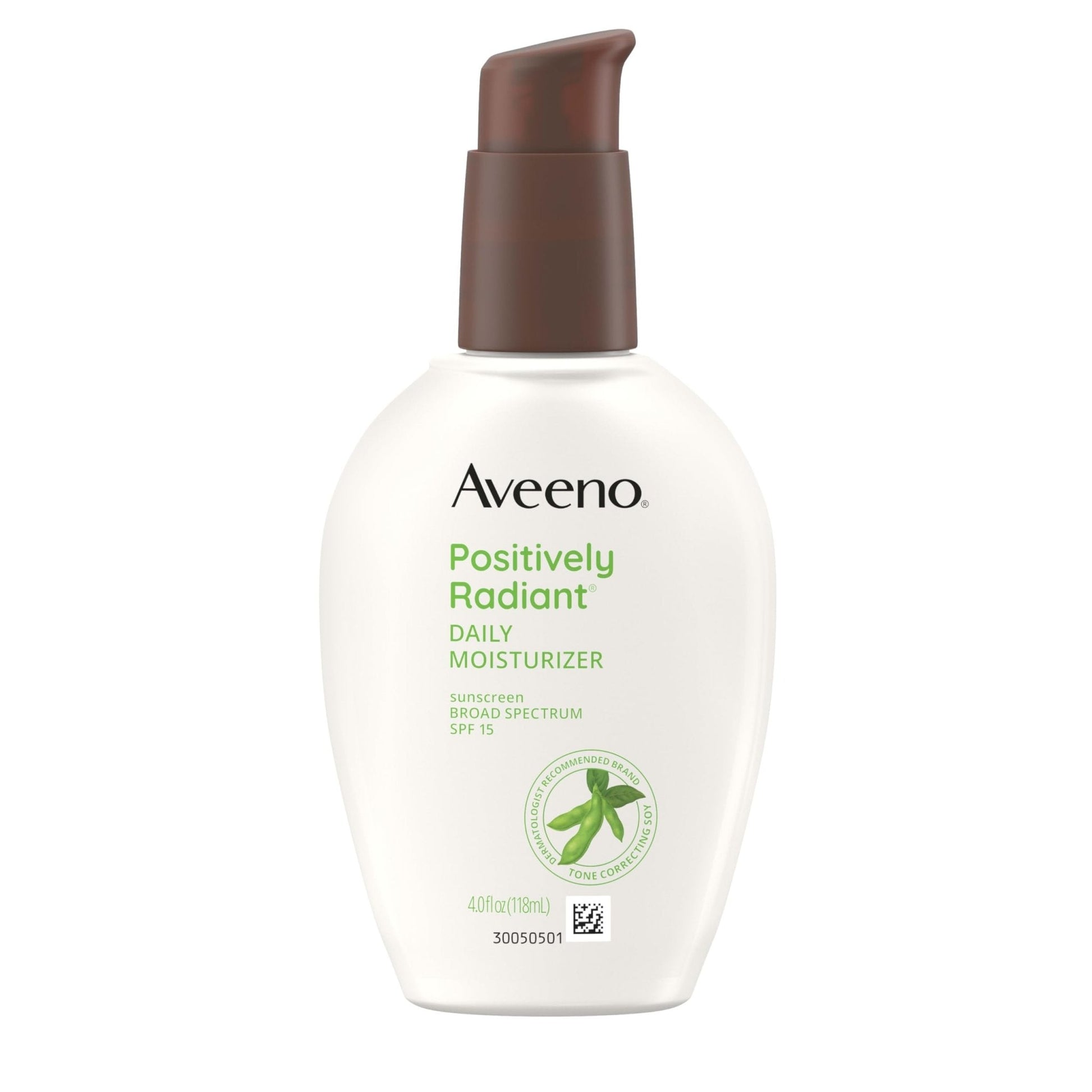 Aveeno Positively Radiant Daily Face Moisturizer with SPF 15 Sunscreen, Hydrating Facial Moisturizer with Soy Extract to Improve Skin - Maple Wellness Supplements