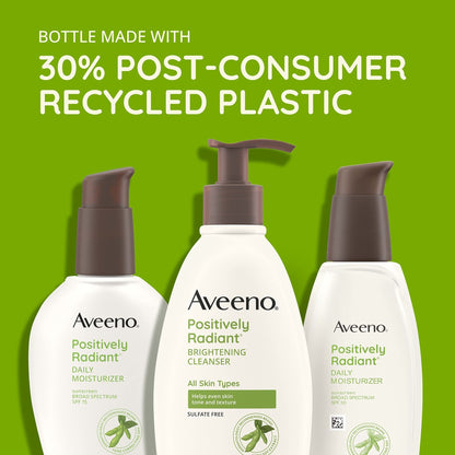 Aveeno Positively Radiant Daily Face Moisturizer with SPF 15 Sunscreen, Hydrating Facial Moisturizer with Soy Extract to Improve Skin - Maple Wellness Supplements