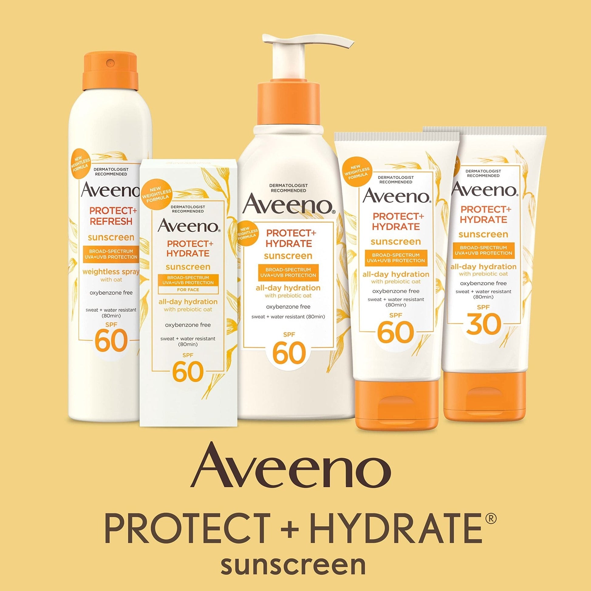 Aveeno Protect + Hydrate Moisturizing Body Sunscreen Lotion with Broad Spectrum SPF 60 & Prebiotic Oat, Weightless & Refreshing Feel - Maple Wellness Supplements