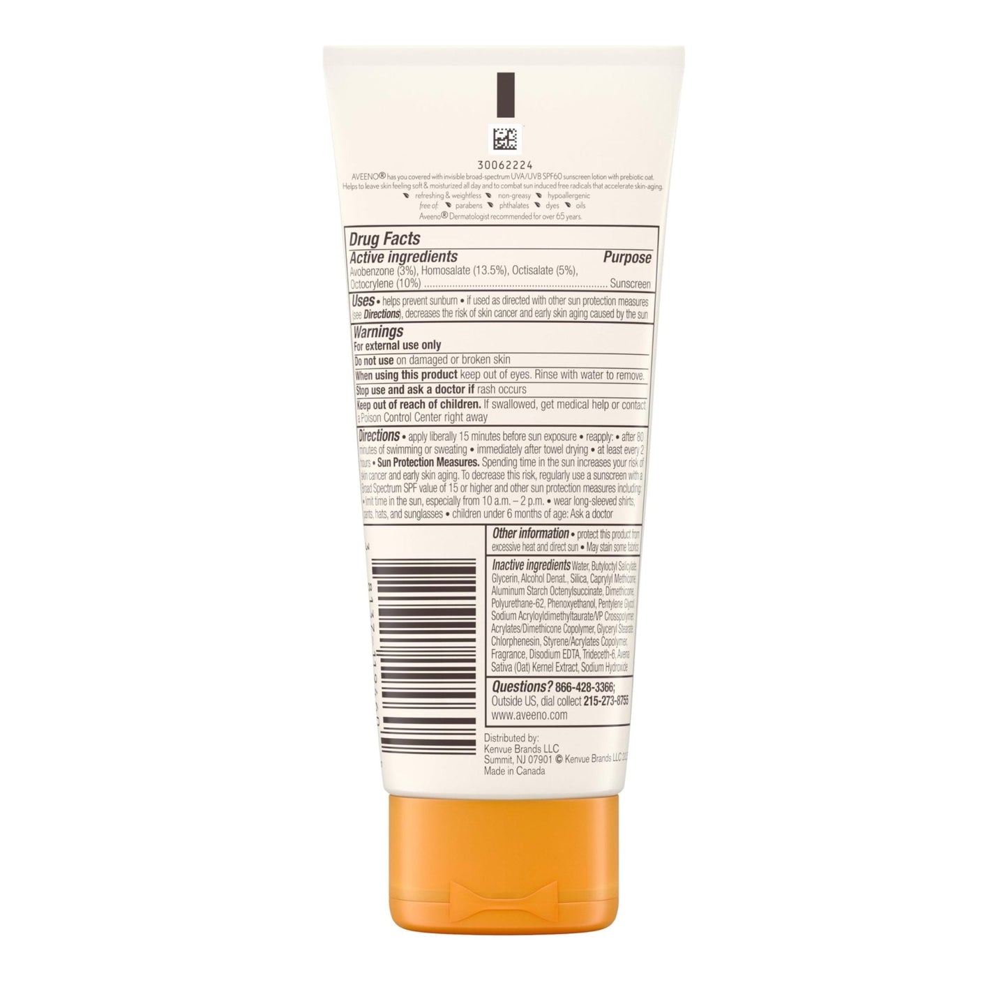 Aveeno Protect + Hydrate Moisturizing Body Sunscreen Lotion with Broad Spectrum SPF 60 & Prebiotic Oat, Weightless & Refreshing Feel - Maple Wellness Supplements
