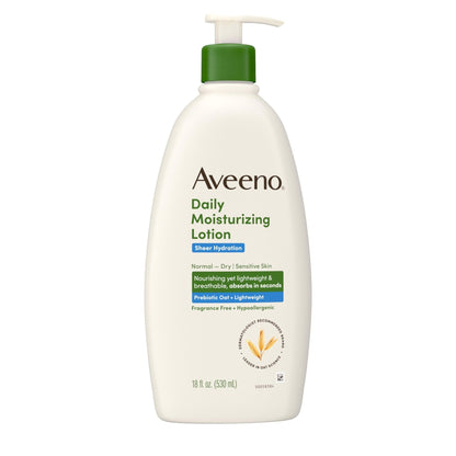 Aveeno Sheer Hydration Fragrance-Free Daily Moisturizing Lotion with Prebiotic Oat for Dry Skin, Lightweight - Maple Wellness Supplements