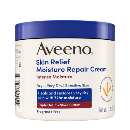 Aveeno Skin Relief Intense Moisture Repair Body Cream with Triple Oat & Shea Butter Formula, Helps Heal, Repair & Restore Very Dry Skin - Maple Wellness Supplements