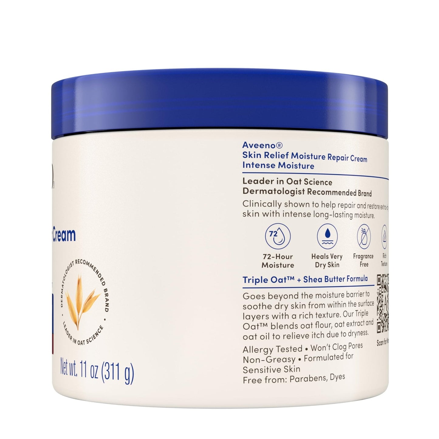 Aveeno Skin Relief Intense Moisture Repair Body Cream with Triple Oat & Shea Butter Formula, Helps Heal, Repair & Restore Very Dry Skin - Maple Wellness Supplements