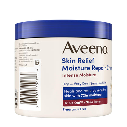 Aveeno Skin Relief Intense Moisture Repair Body Cream with Triple Oat & Shea Butter Formula, Helps Heal, Repair & Restore Very Dry Skin - Maple Wellness Supplements