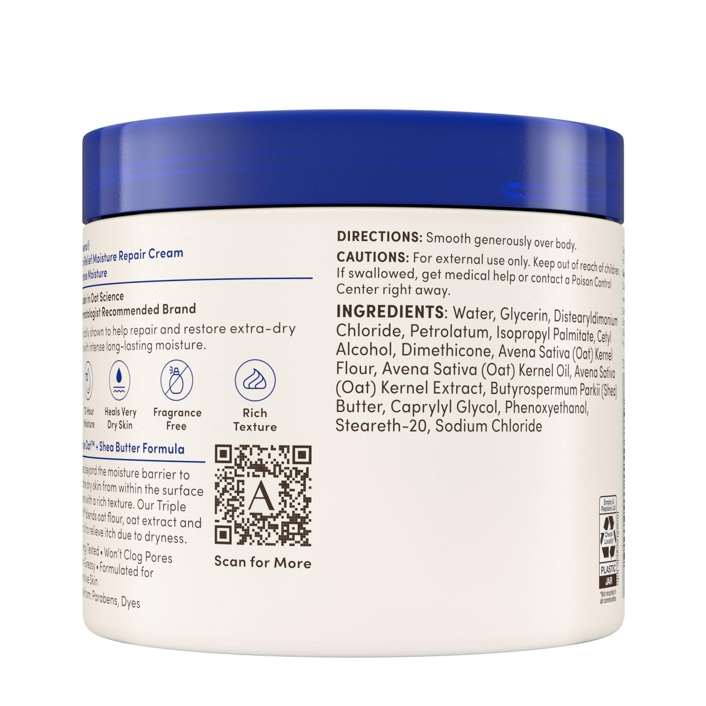 Aveeno Skin Relief Intense Moisture Repair Body Cream with Triple Oat & Shea Butter Formula, Helps Heal, Repair & Restore Very Dry Skin - Maple Wellness Supplements